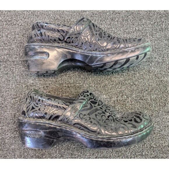 BOC BORN Concept Size 6 "Peggy" Women`s Black Leather Tooled Slip On Clogs Shoes - Picture 3 of 7